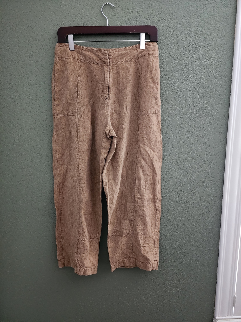 Poetry Wide-Leg Linen-Blend Pants in Taupe Brown - Picture 2 of 6